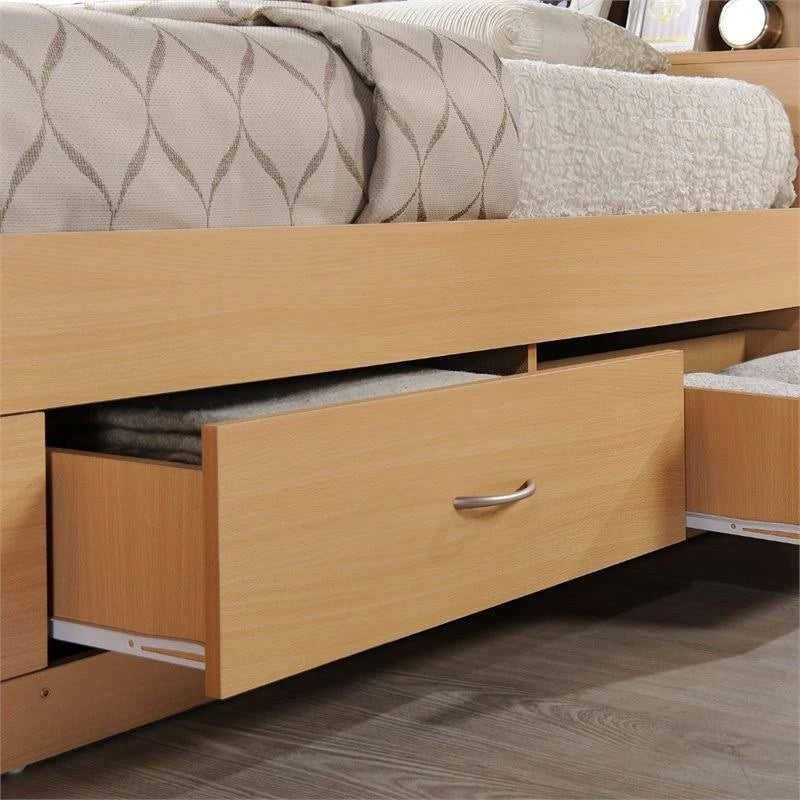 Twin-size Captain Bed with 3-Drawers and Headboard in Beech W8425