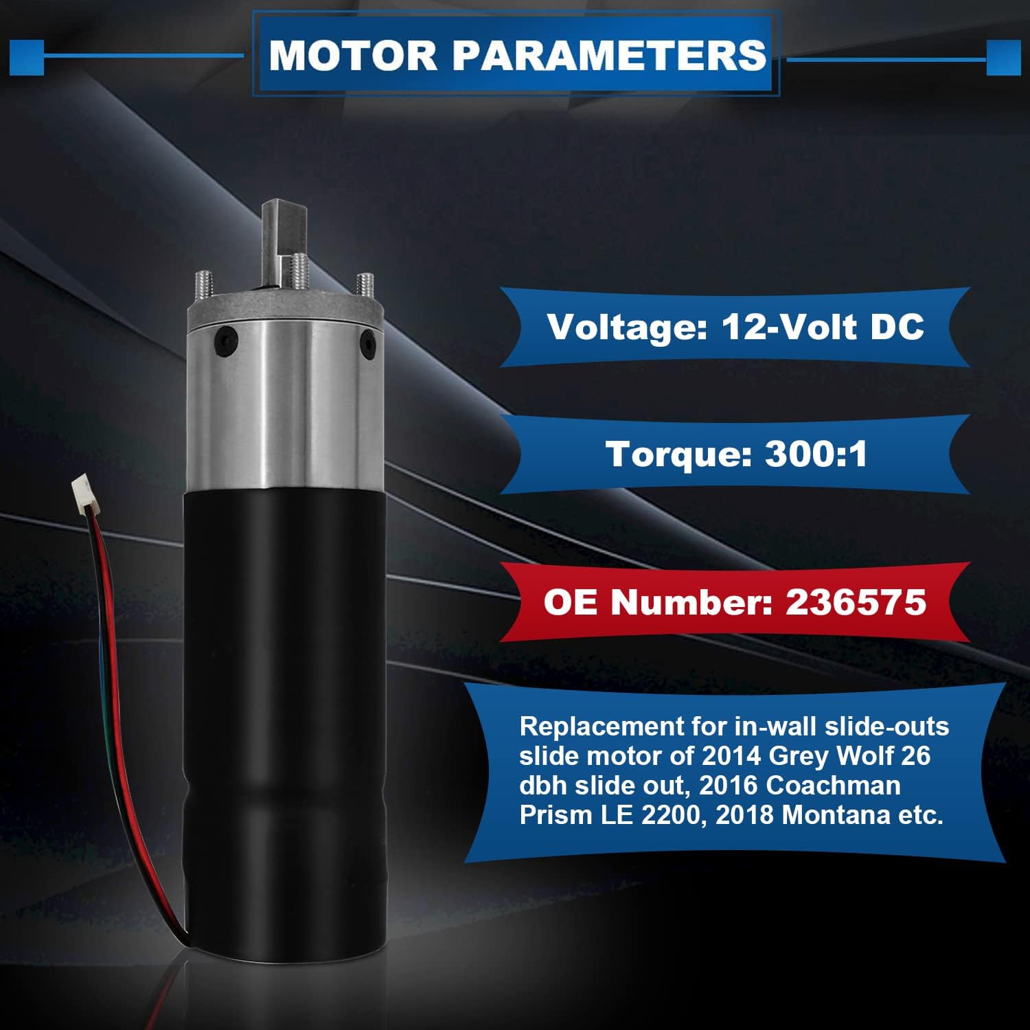 RV in-Wall Slide-Out Motor High Torque Gear Ratio 300:1 10MM Pack of 2 I330376