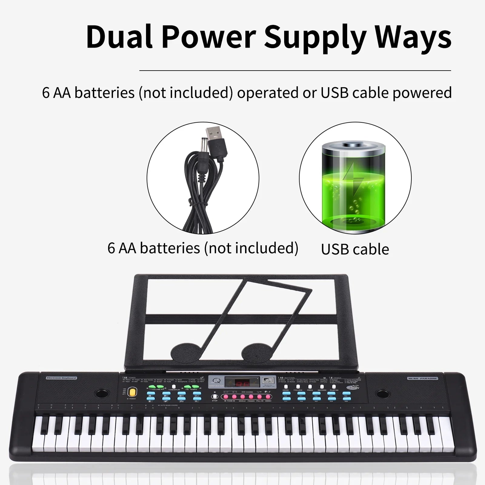 61 Keys Electronic Piano Keyboard with Microphone W368708