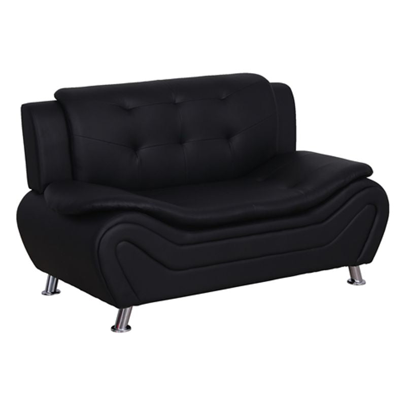 Black Faux Leather Loveseat and Club Chair 2-Piece Set I8748