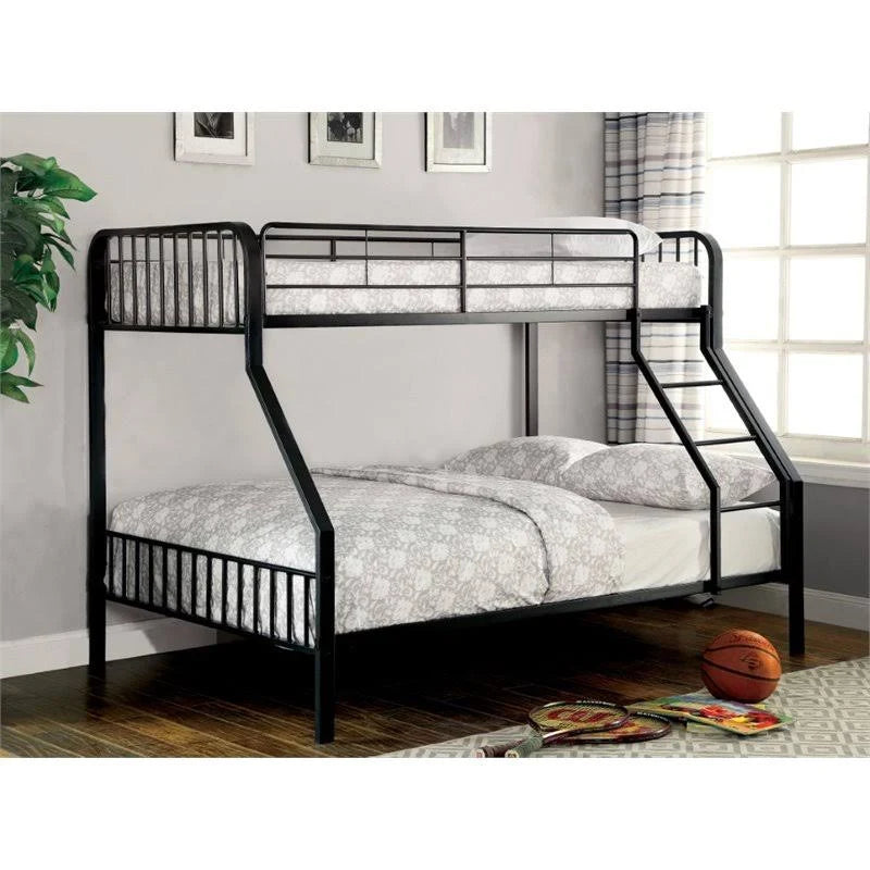 Black Metal Twin Over Full Slat Bunk Bed G727