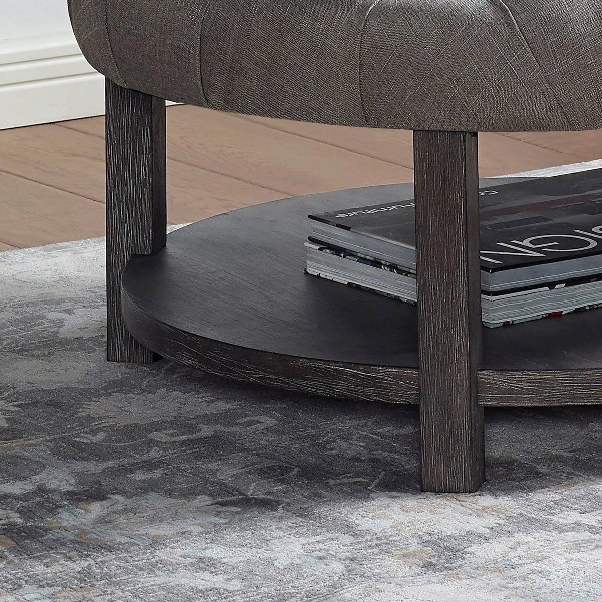Gray Round Tufted Ottoman L249534