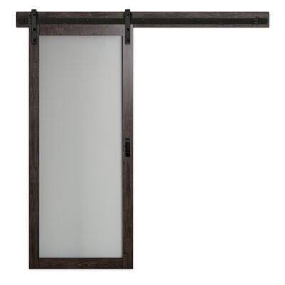 Gray Glass Barn Door with Installation Hardware Kit S499