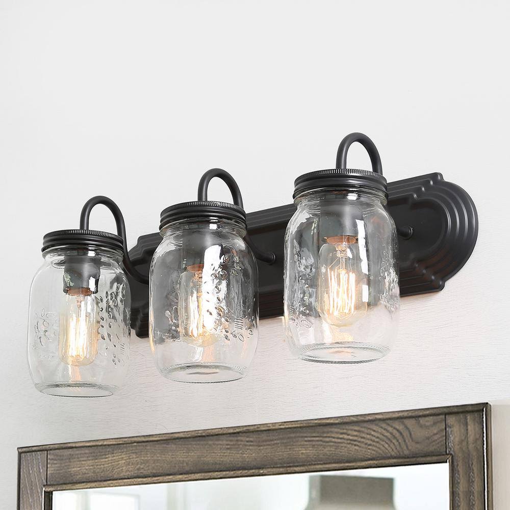3-Light Oil-Rubbed Dark Bronze Farmhouse Vanity Light D3603