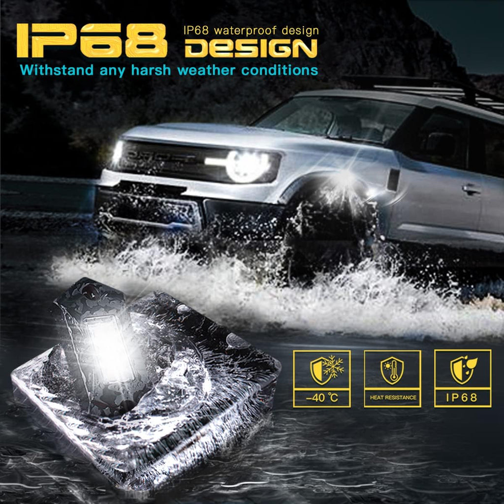 White LED Rock Lights 12 Pods Waterproof J917