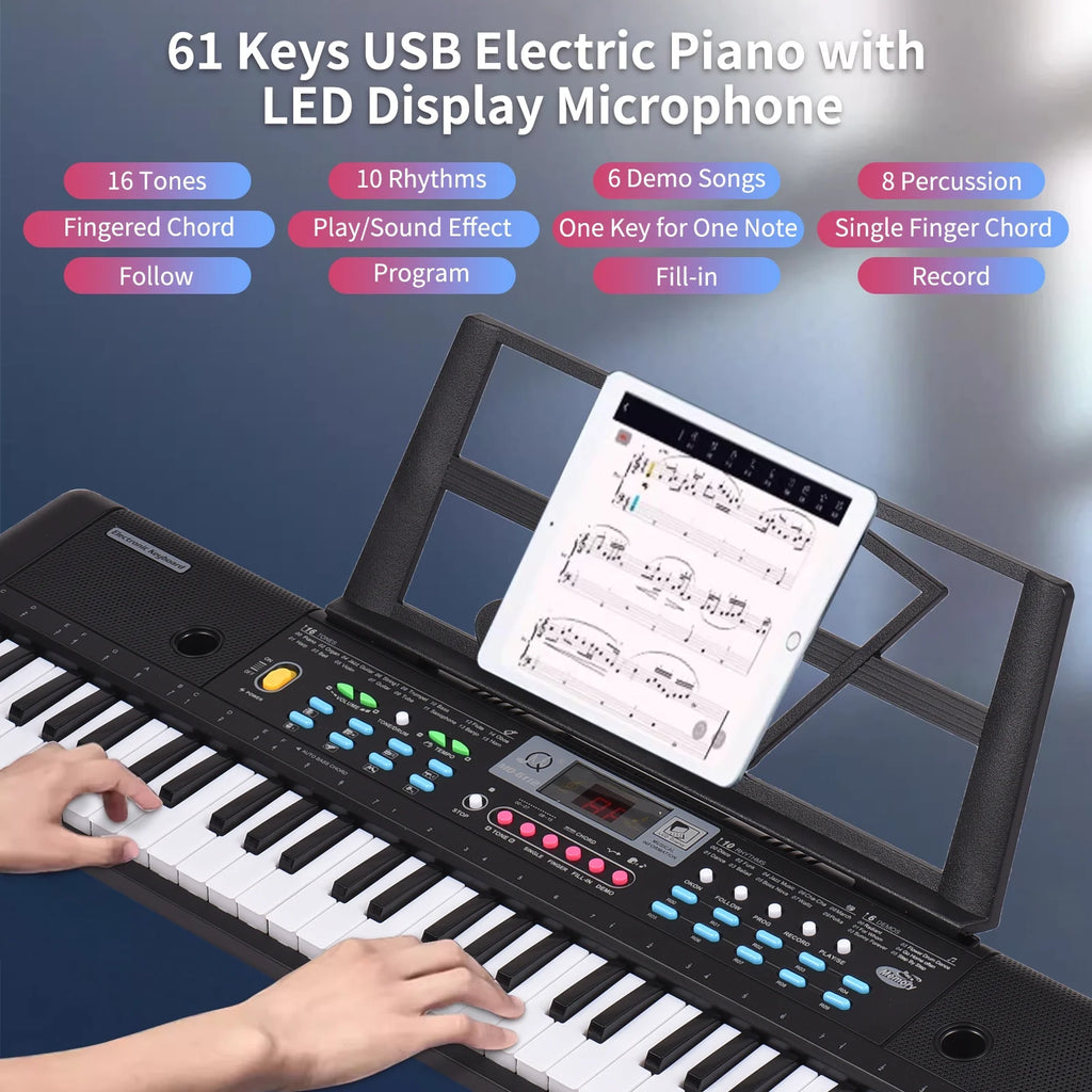 61 Keys Electronic Piano Keyboard with Microphone W368708