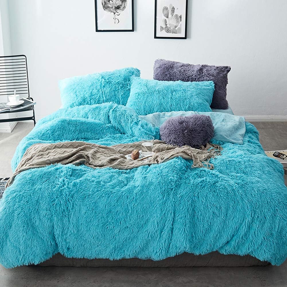 5 PCS Shaggy Duvet Cover Bedding Set (Orange, King/California King) K641