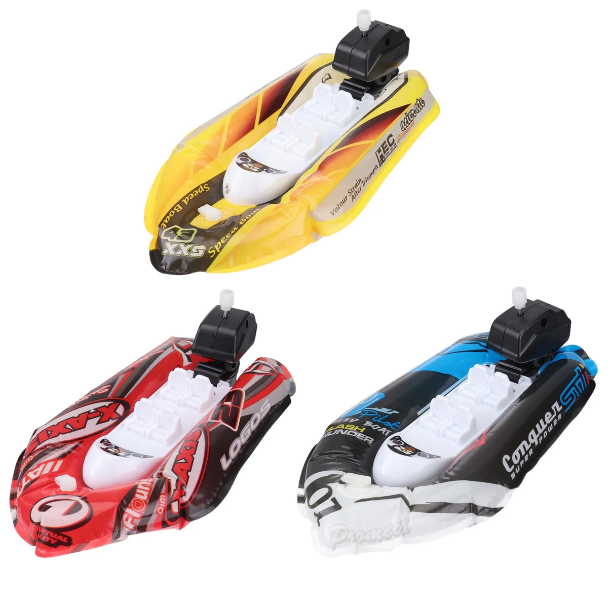 3pcs Mini Inflatable Paddle Boat Bathing Toy (Blue + Red + Yellow) A679