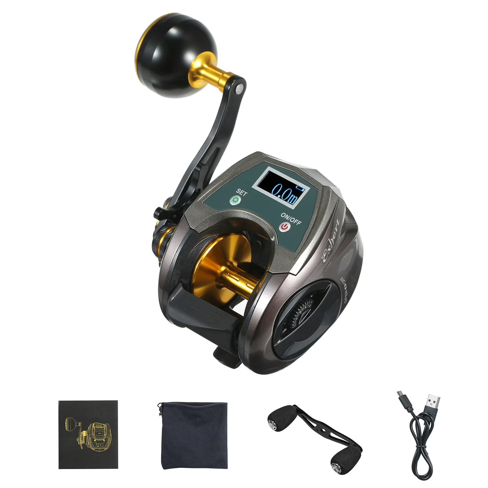 USB Rechargeable Carbon Fiber Baitcasting Reel 9+1BB Electric Fishing Reel High Speed 6.4:1 Magnetic Brake System Left Hand S558980