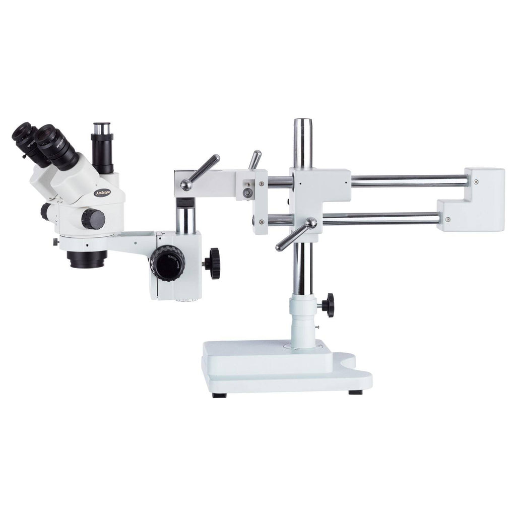 7X-45X Simul-Focal Stereo Zoom Microscope on Dual Arm Boom Stand J75201