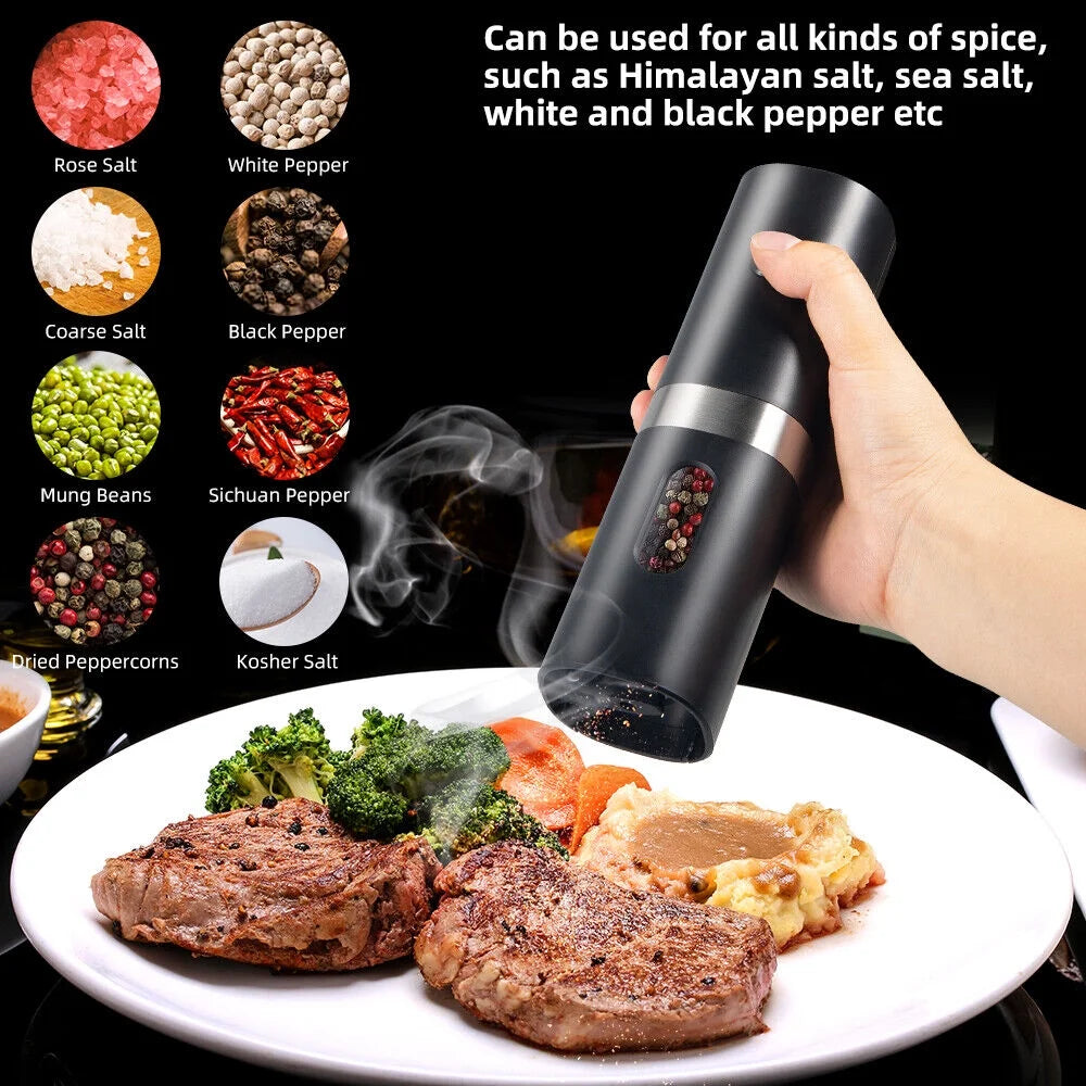 Electric Black Salt & Pepper Grinder USB Mill X482720