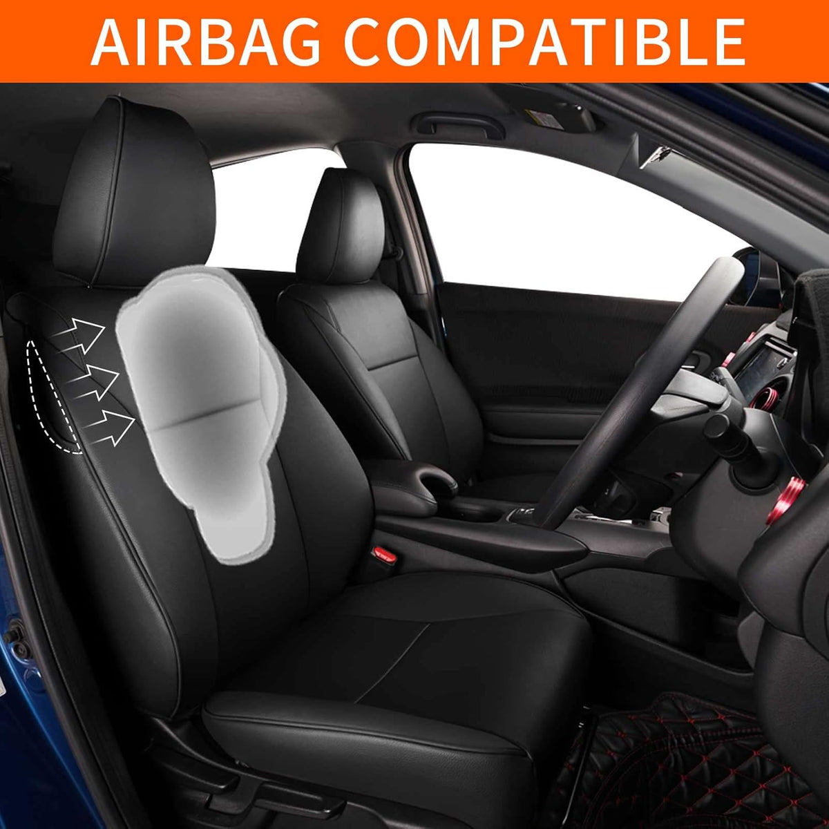 Black Faux Leather Full Set Car Seat Covers Z163