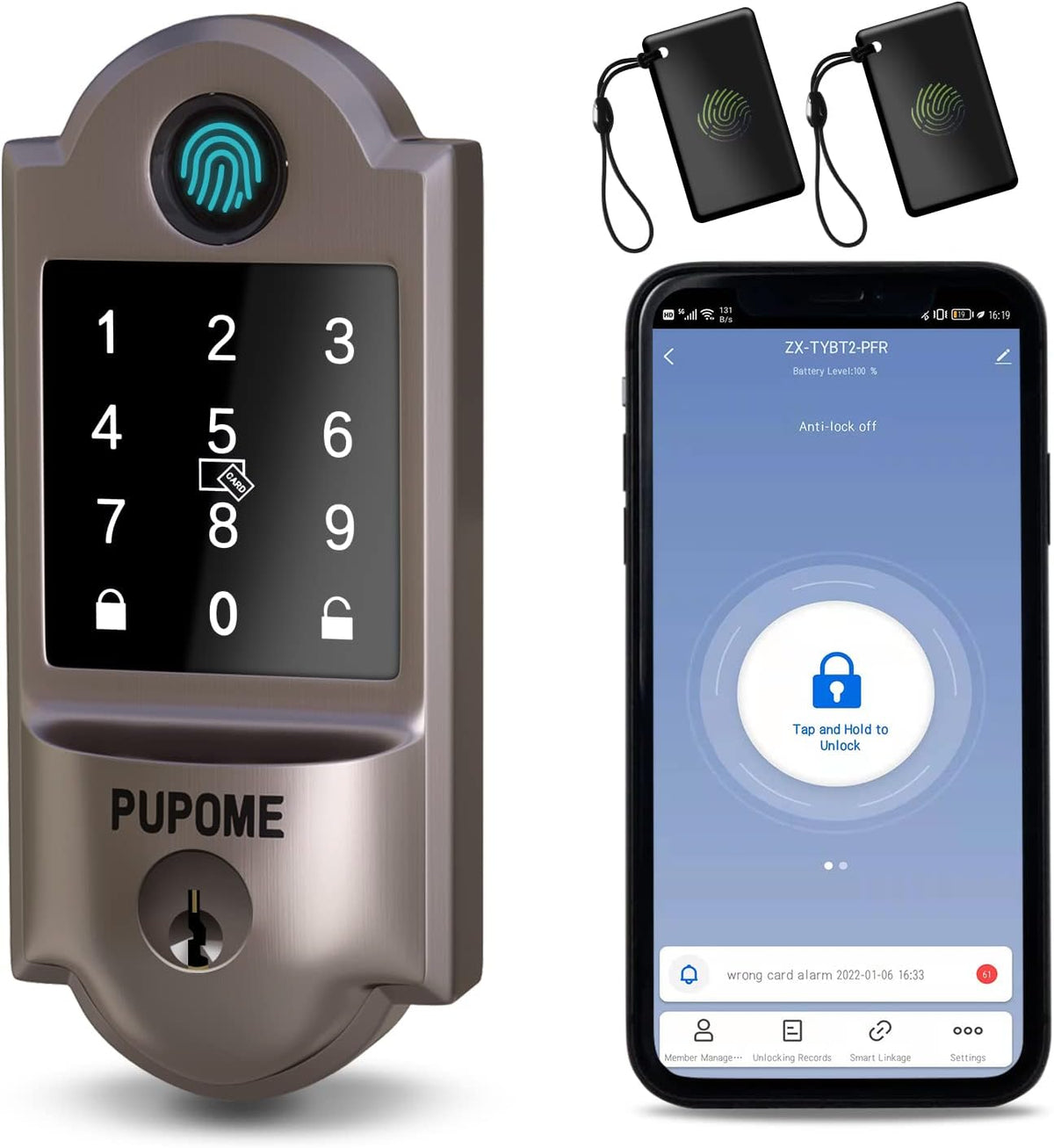 Keyless Entry Smart Door Lock with Fingerprint, Bluetooth and Touchscreen Keypad N1172