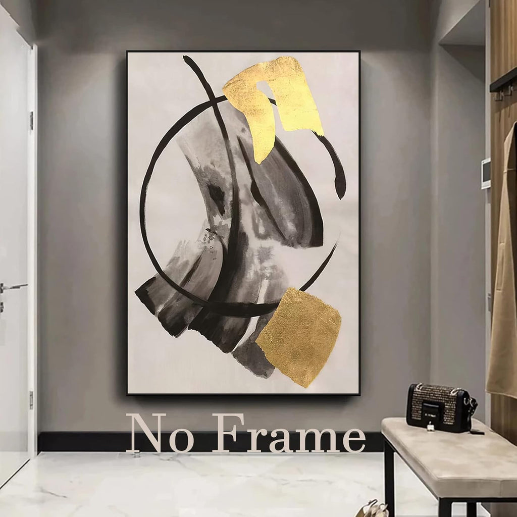 Black Gold Grey Abstract Painting Oversized Canvas Art 20x28in Unframed Pack of 2 T47316