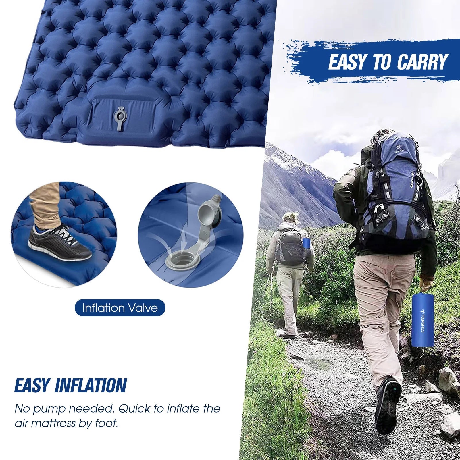 2 Person Waterproof Camping Mat with Air Pillow B47059