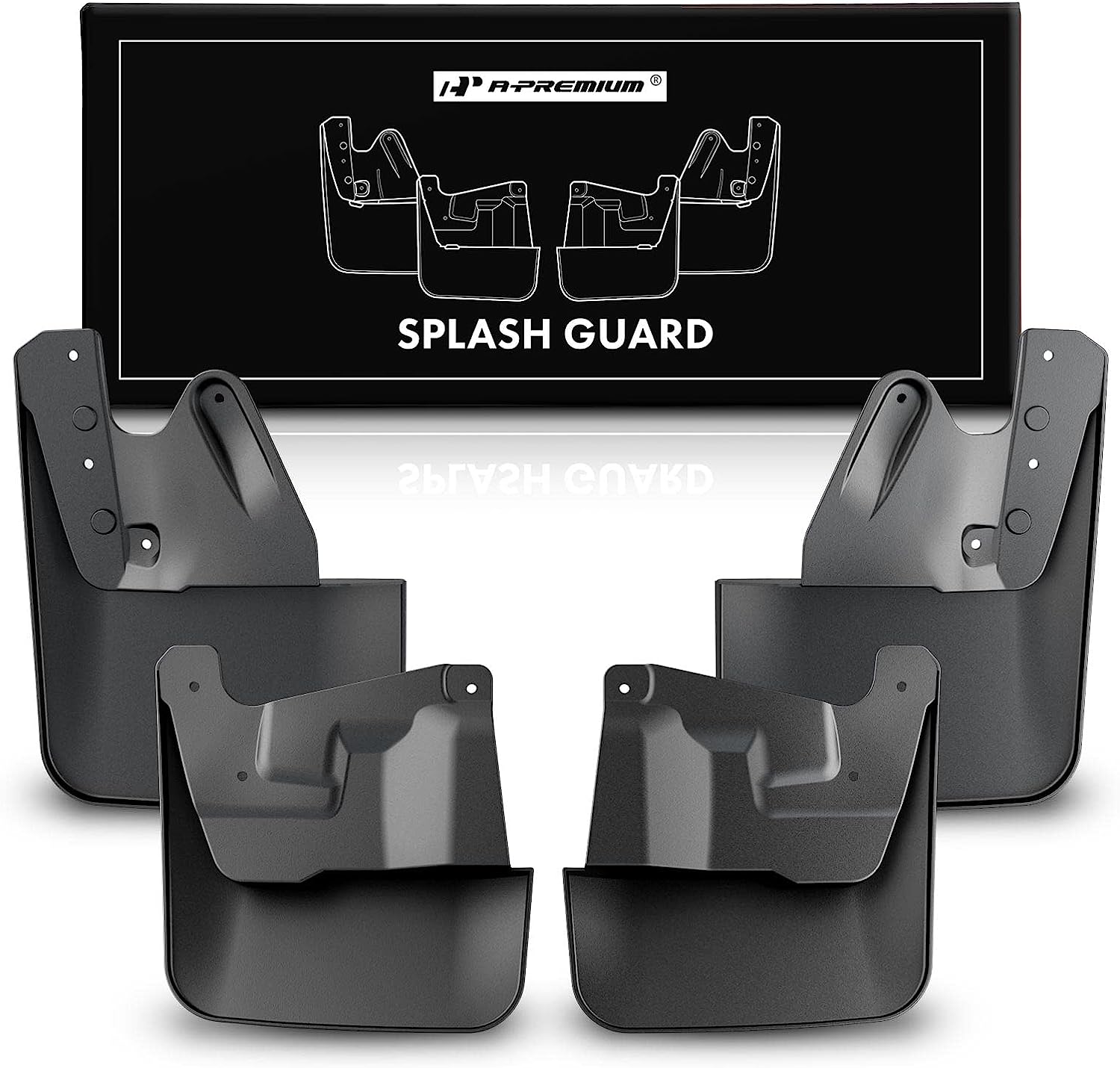 Set of 4 Black Mud Flaps with Hardware Kits B6918