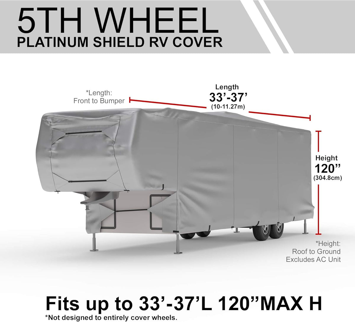 Weatherproof RV Cover for 5th Wheel RV 30' - 32' Long with Fleece Lining W359591