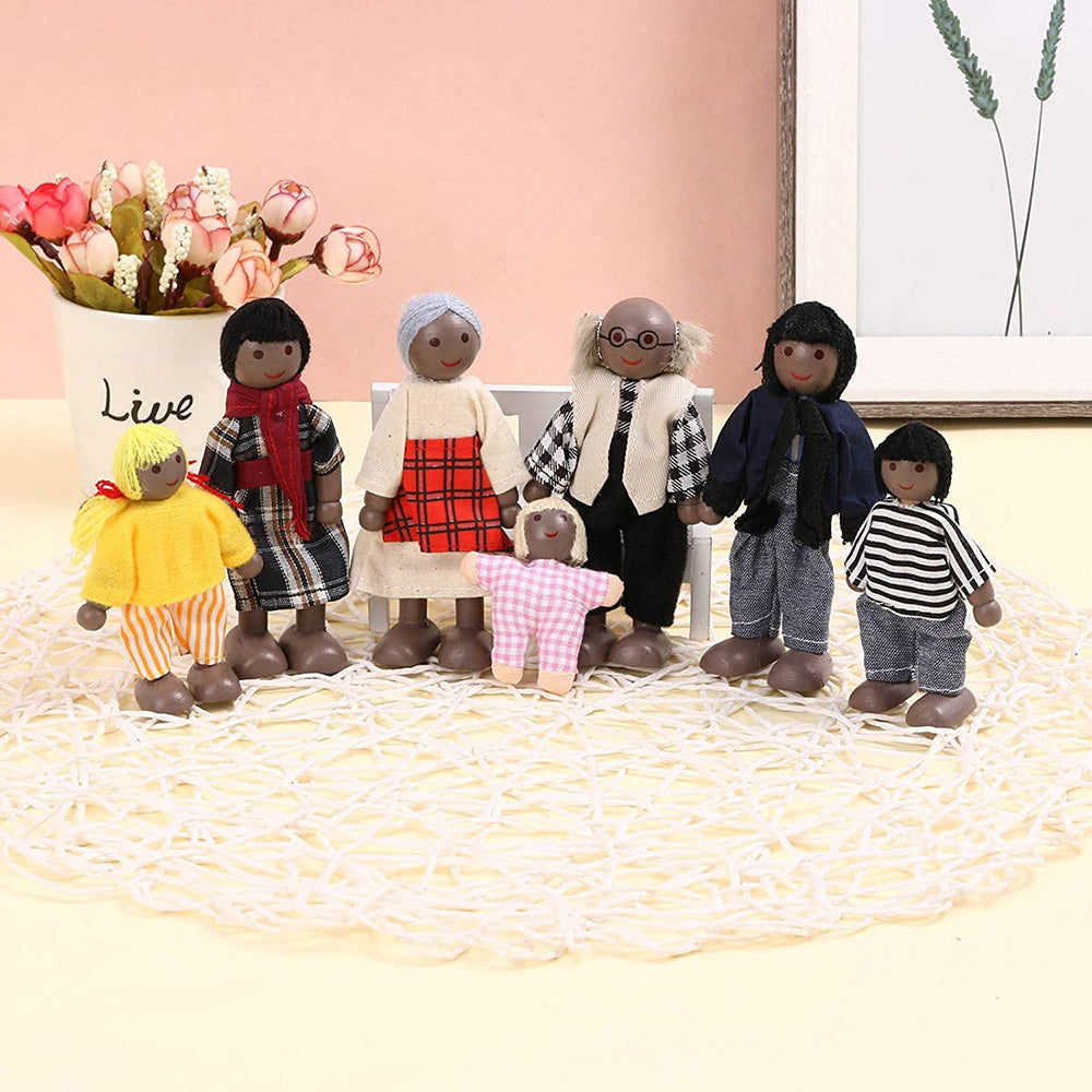 7pcs Wooden Doll Family Educational Wooden Toys J145