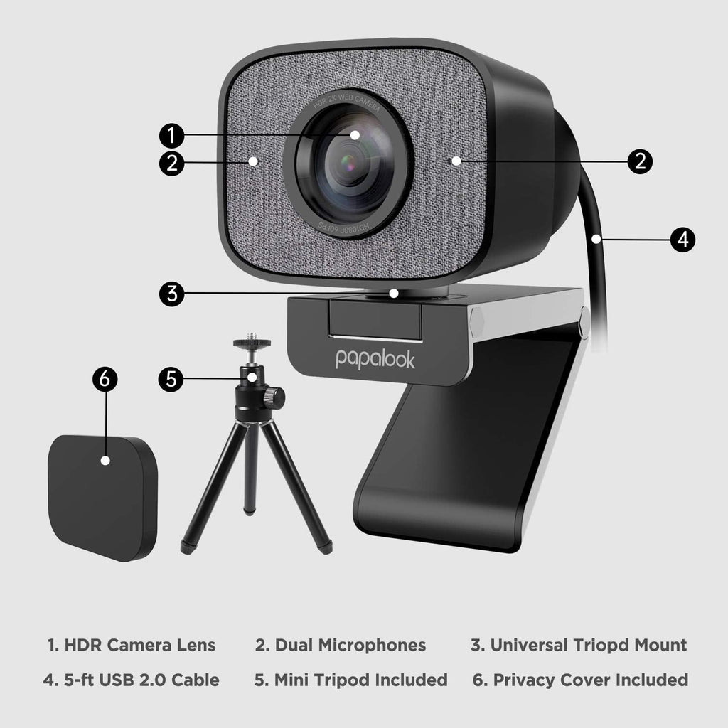 2K Ultra HD Webcam with Dual Microphone and Privacy Cover Q668