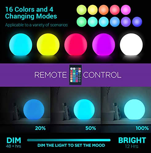 RGB Colors 12-Inch Cordless Floating Pool Light W3850
