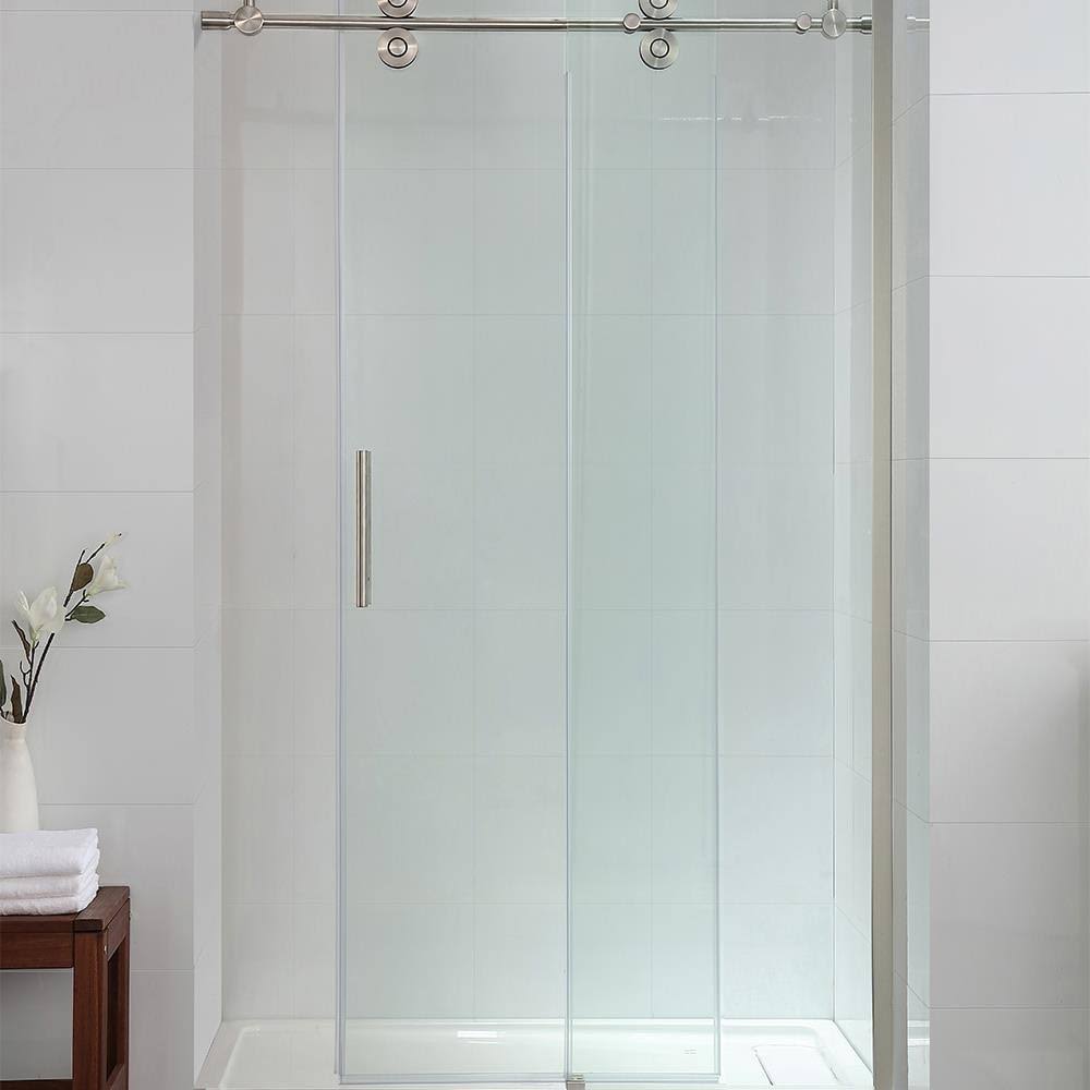 Frameless Sliding Satin Nickel Shower Door N2418