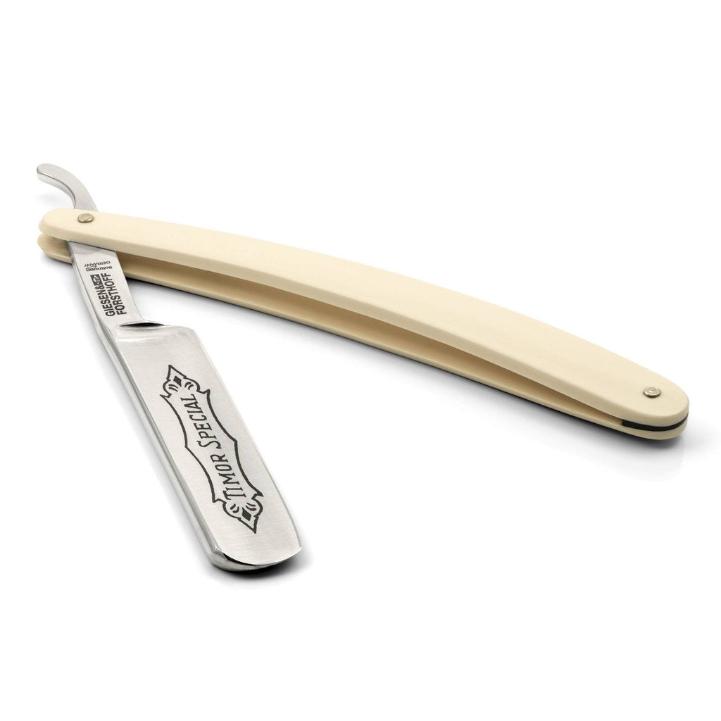 Carbon Steel Straight Razor with Ivory Plastic Handle D3287