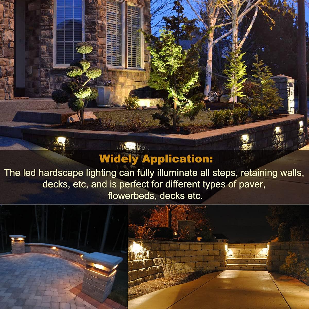 8-Pack 7 Inch 4W LED Retaining Wall Lights, 12V AC/DC Low Voltage, IP65 Waterproof, Soft White 2700K N660