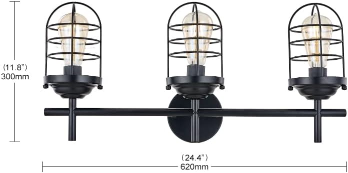 3-Light Black Vanity Light Wall Sconce M8291