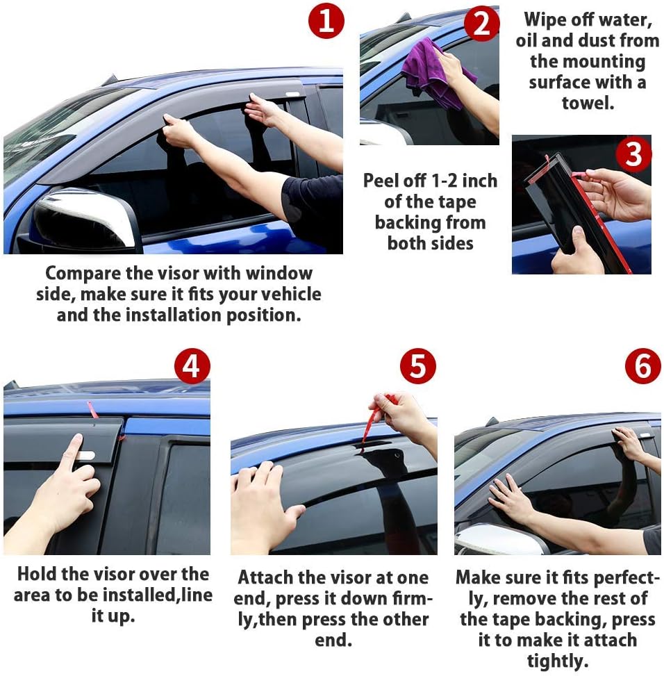 Rain Guards Vent Visors Side Window Deflectors 4-Piece Set J342