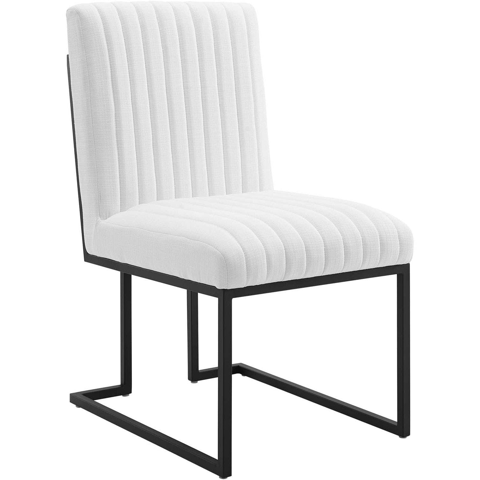 White Channel Tufted Fabric Dining Chair L881