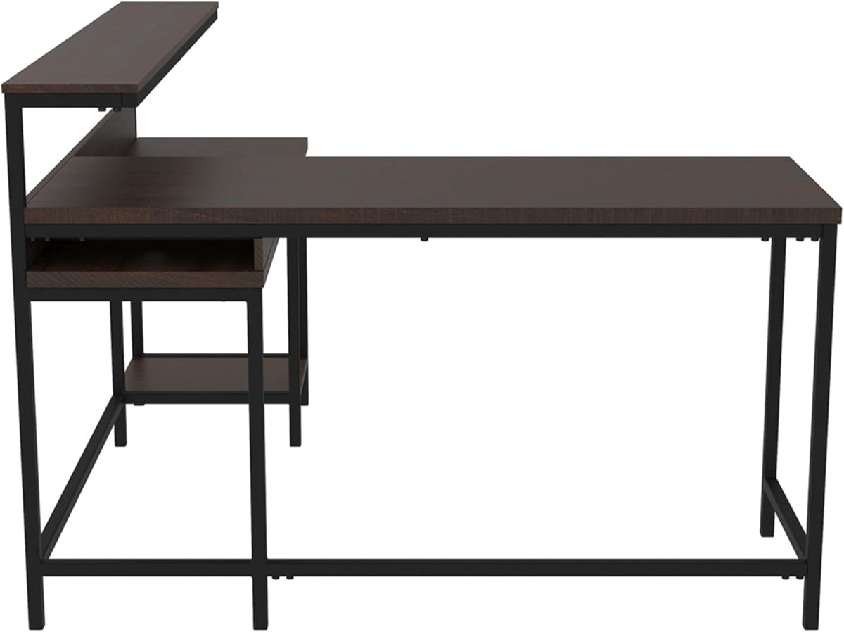 Warm Brown L-Shaped Home Office Desk F68253
