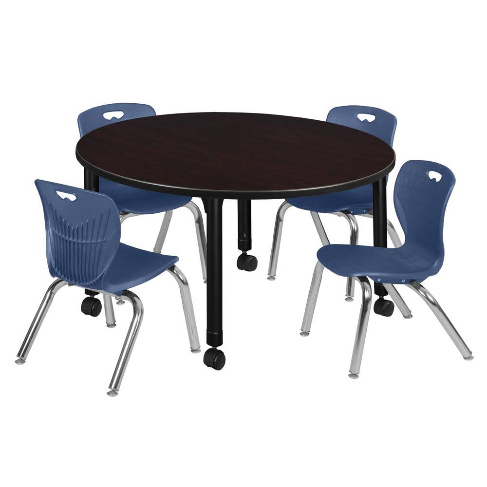 48x22 Round Height Adjustable Classroom Table with 4 Stack Chairs Z982708