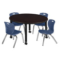 48x22 Round Height Adjustable Classroom Table with 4 Stack Chairs Z982708