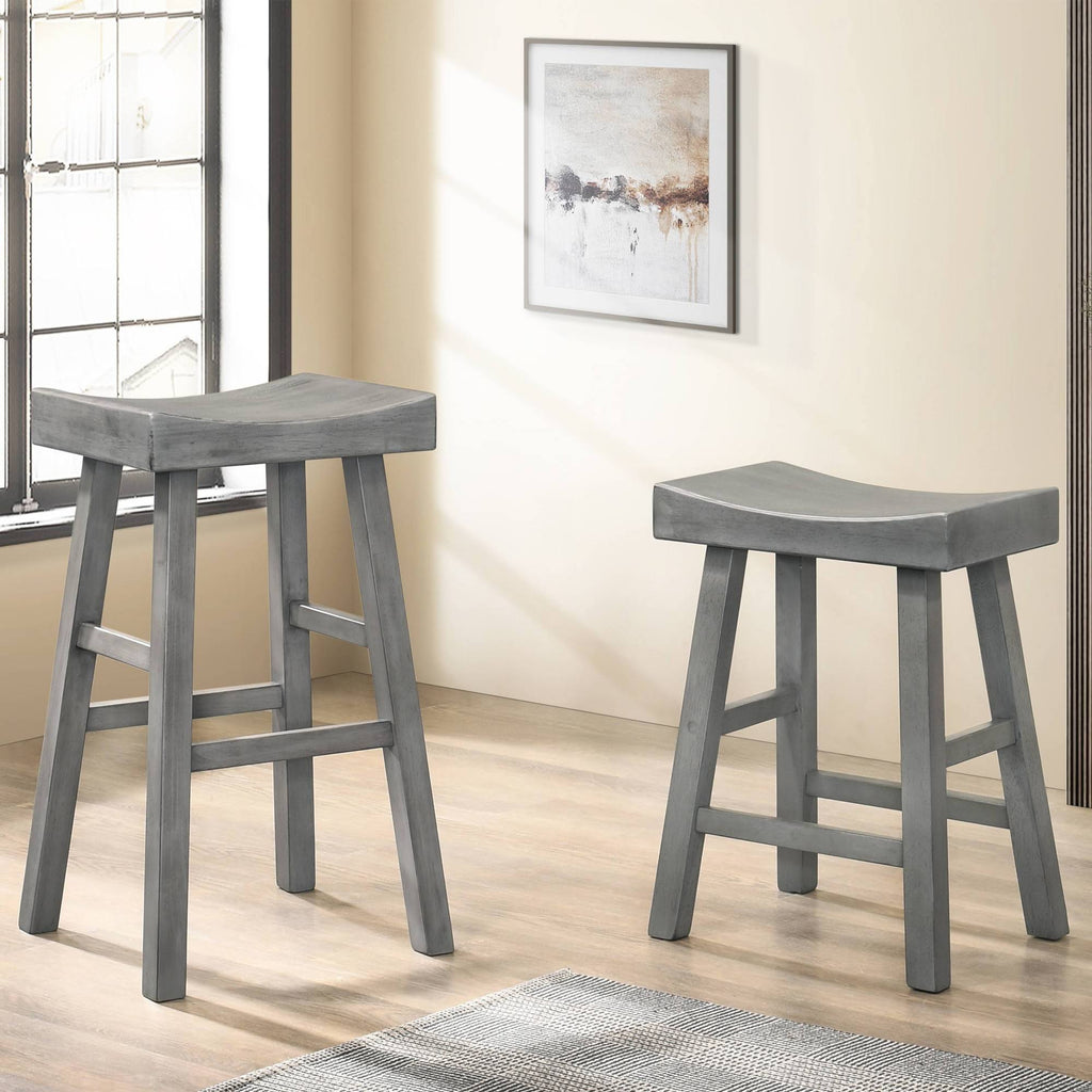 Set of 2 Antique Gray Counter Height Barstools O43431