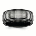 Black Ti & Titanium Polished Grooved Ring V501