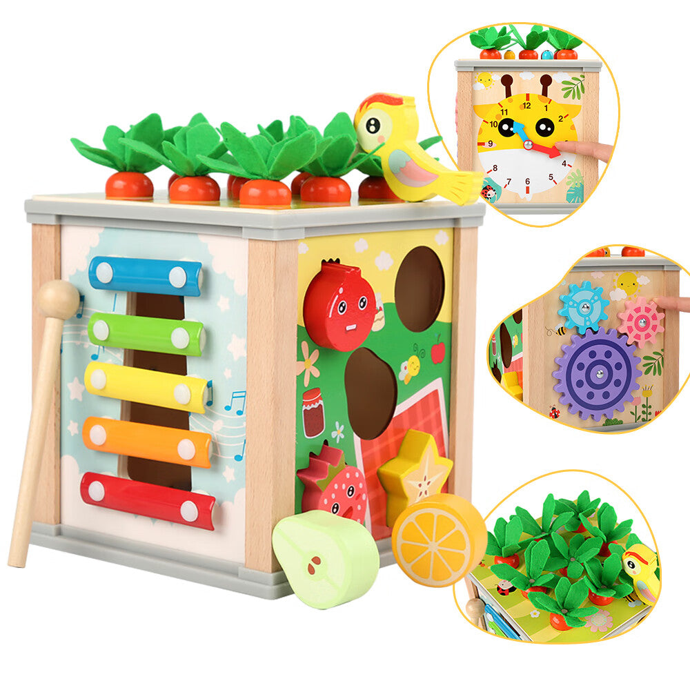 6-in-1 Wooden Blocks Shape Sorter Montessori Toys S222
