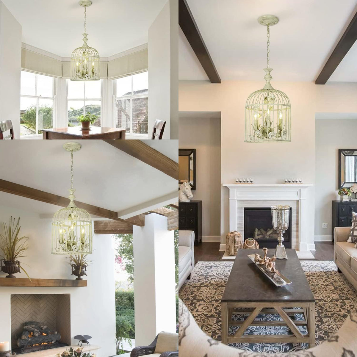 3-Lights Ceramic Rustic Chandelier M8882