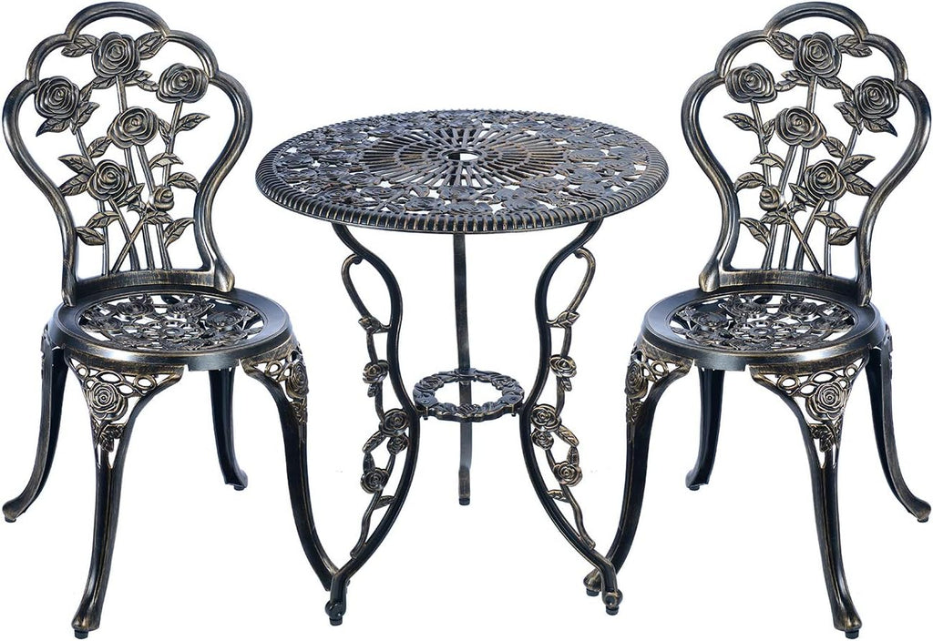 White 3 Piece Cast Aluminum Bistro Table Set N218