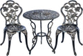 White 3 Piece Cast Aluminum Bistro Table Set N218