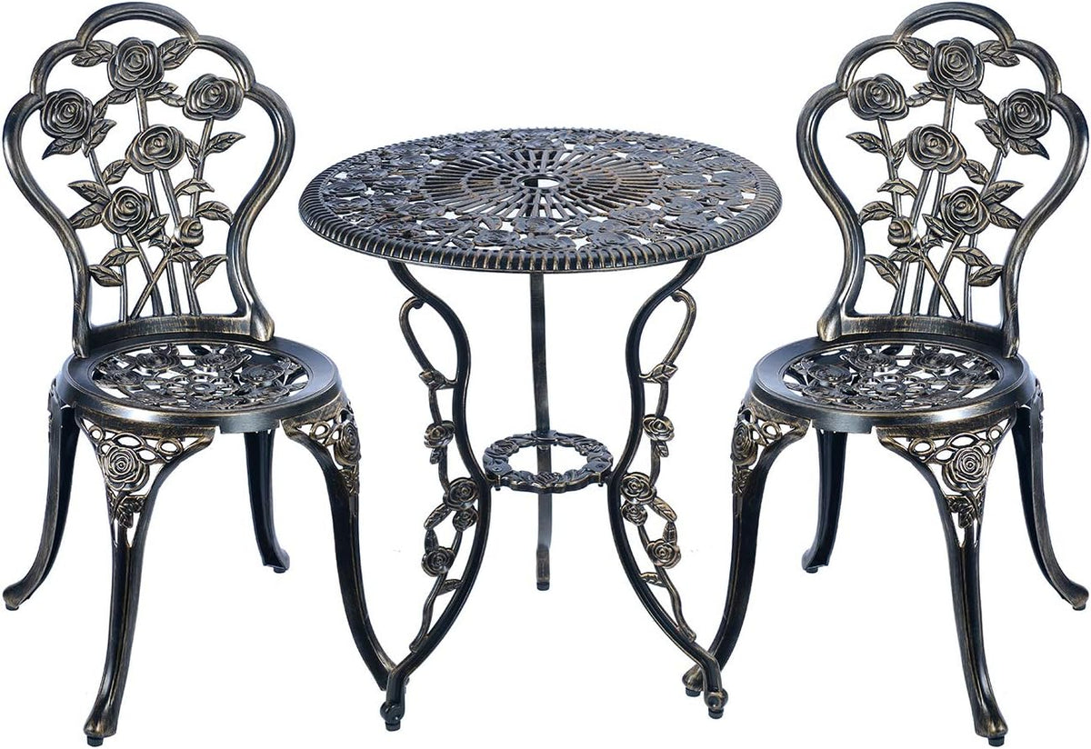 White 3 Piece Cast Aluminum Bistro Table Set N218