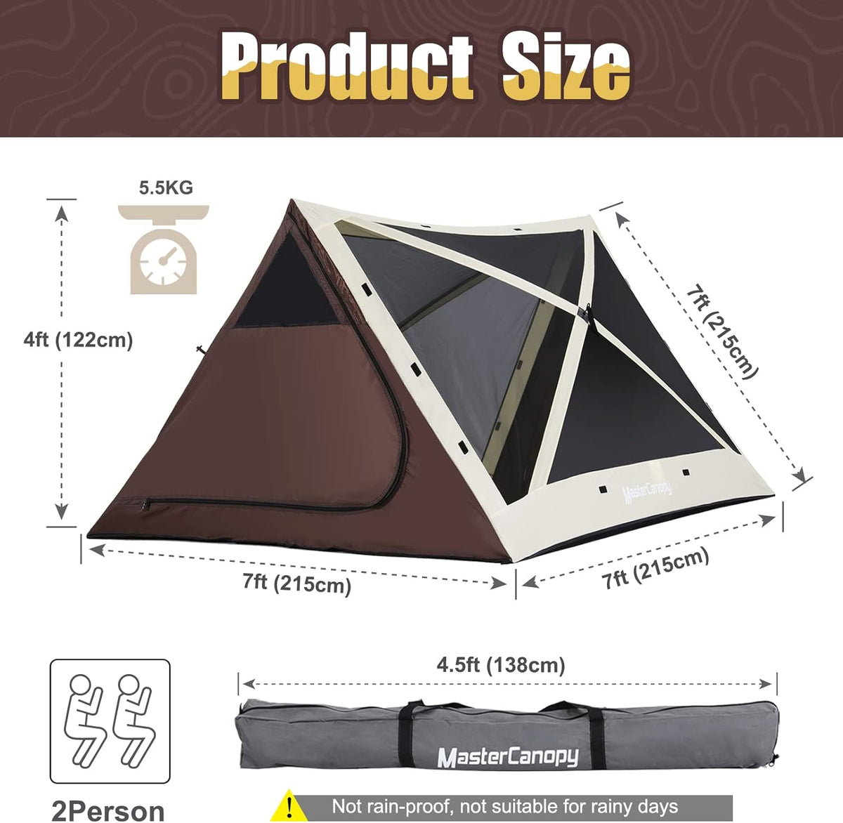 Beige Coffee 7x7 Screen House Camping Tent K291018