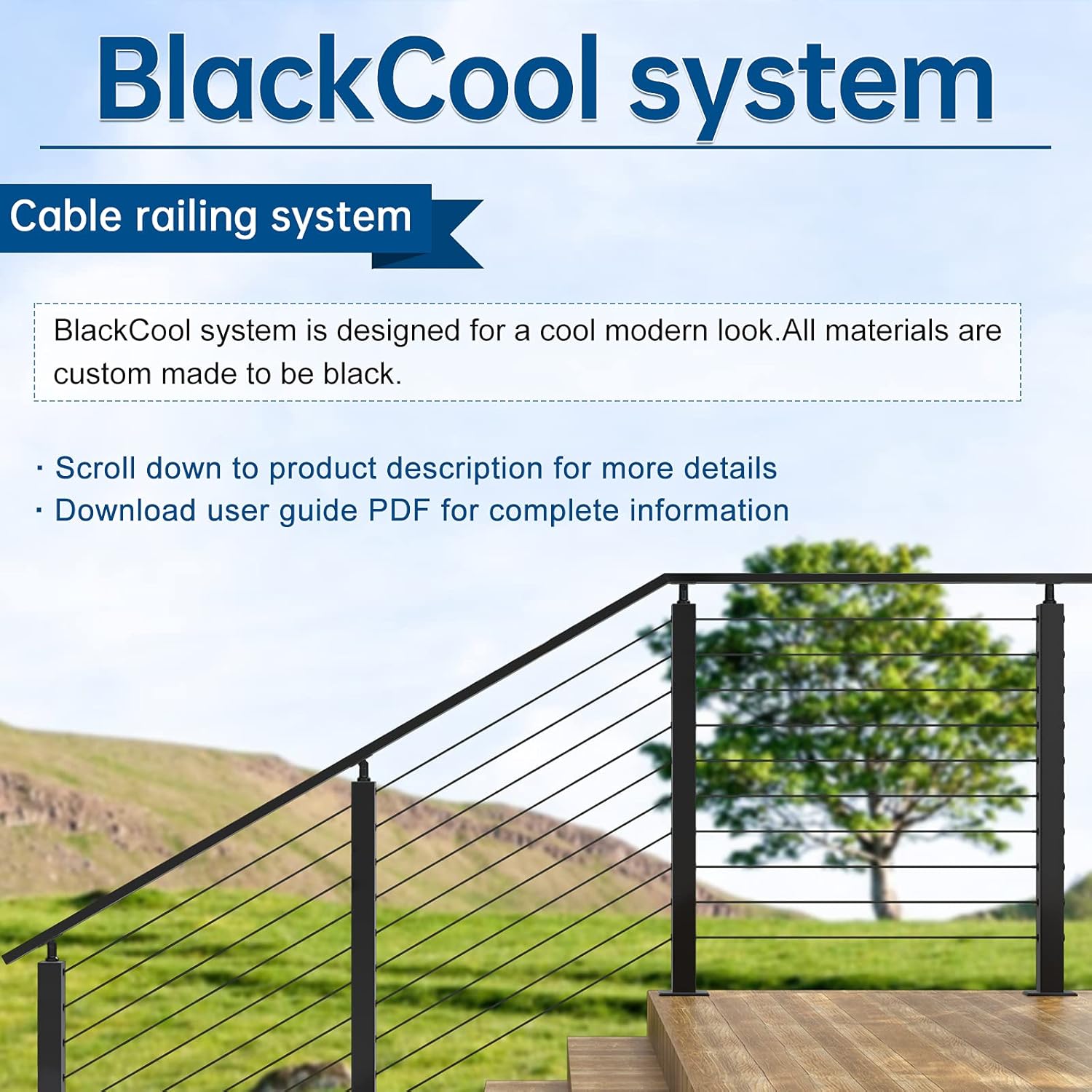 Black 30 Degree Stainless Steel Cable Railing Post U192158
