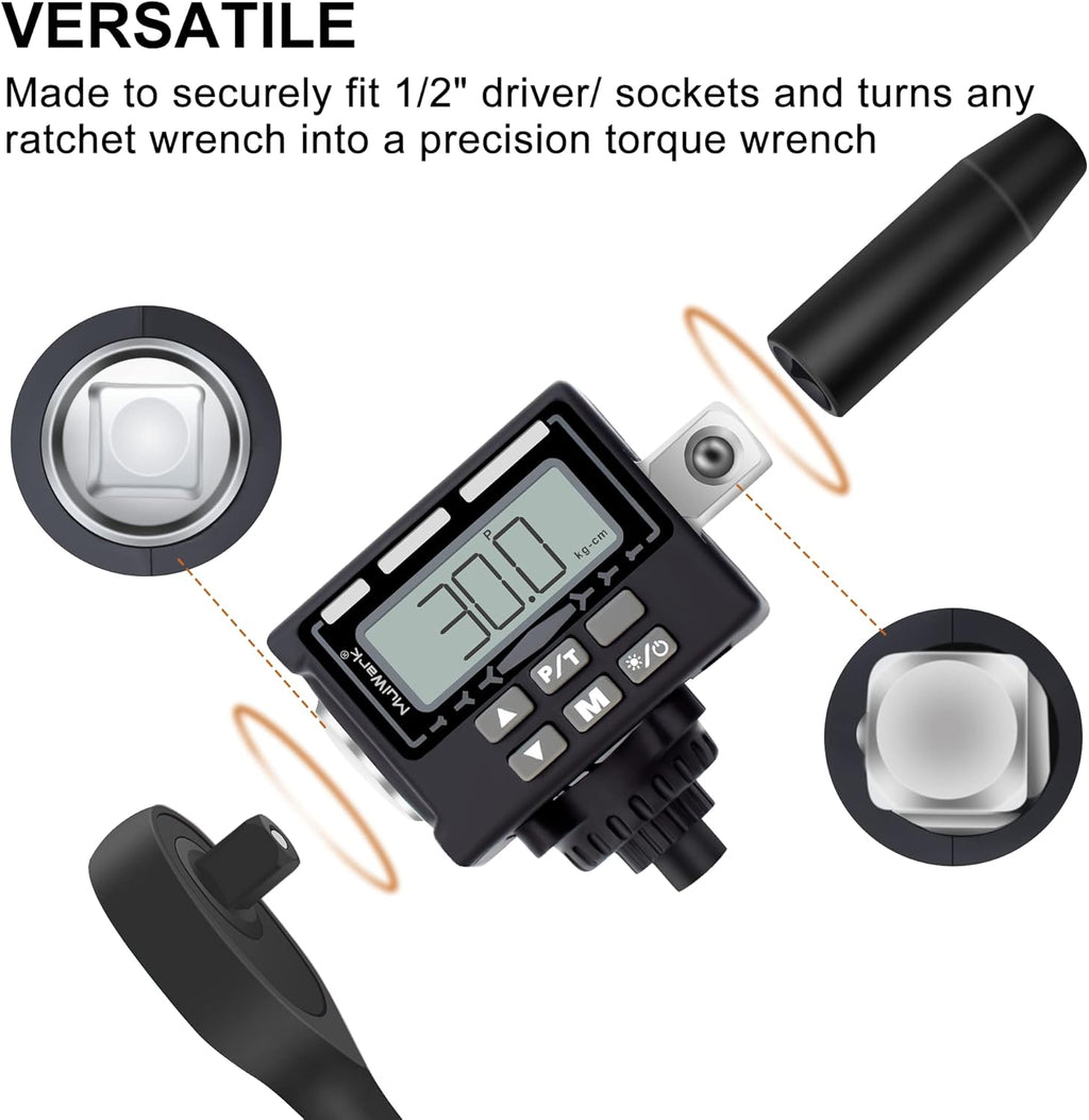 3/8 Drive Digital Torque Adapter Converter with Tire Pressure Gauge E385373