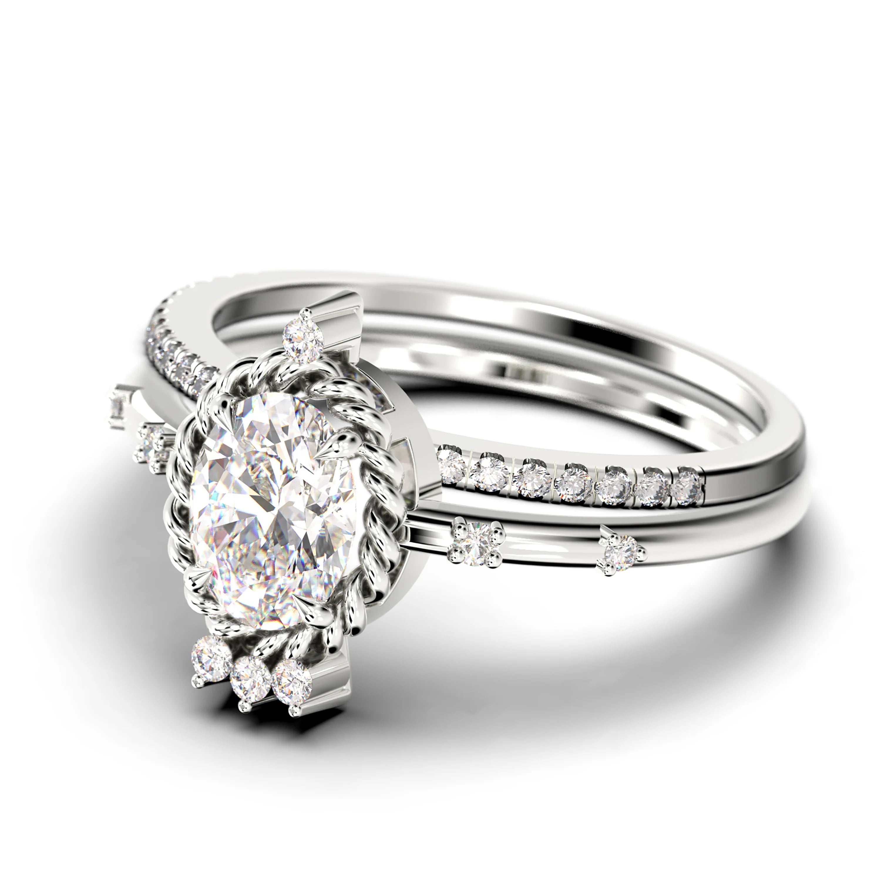 2.00 Carat Oval Cut Moissanite Engagement Ring in 925 Sterling Silver with 18k White Gold Plating G637404
