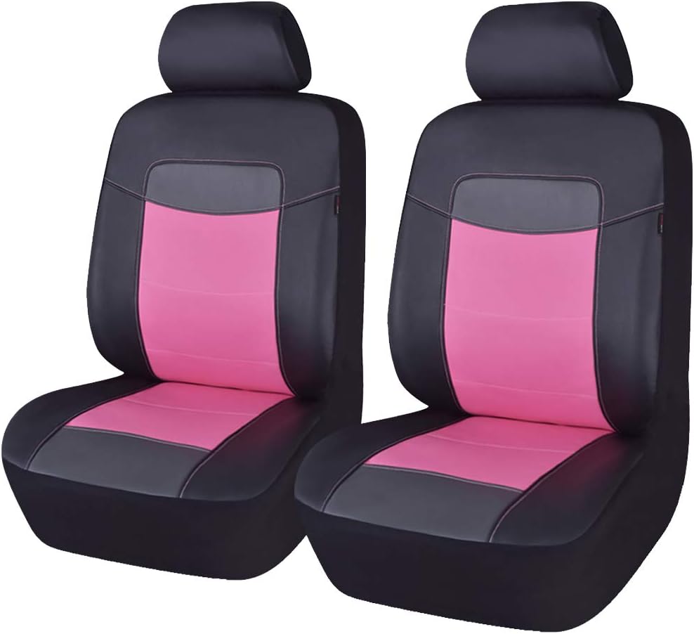Black Leather Car Seat Covers Full Set Pack of 2 M928262