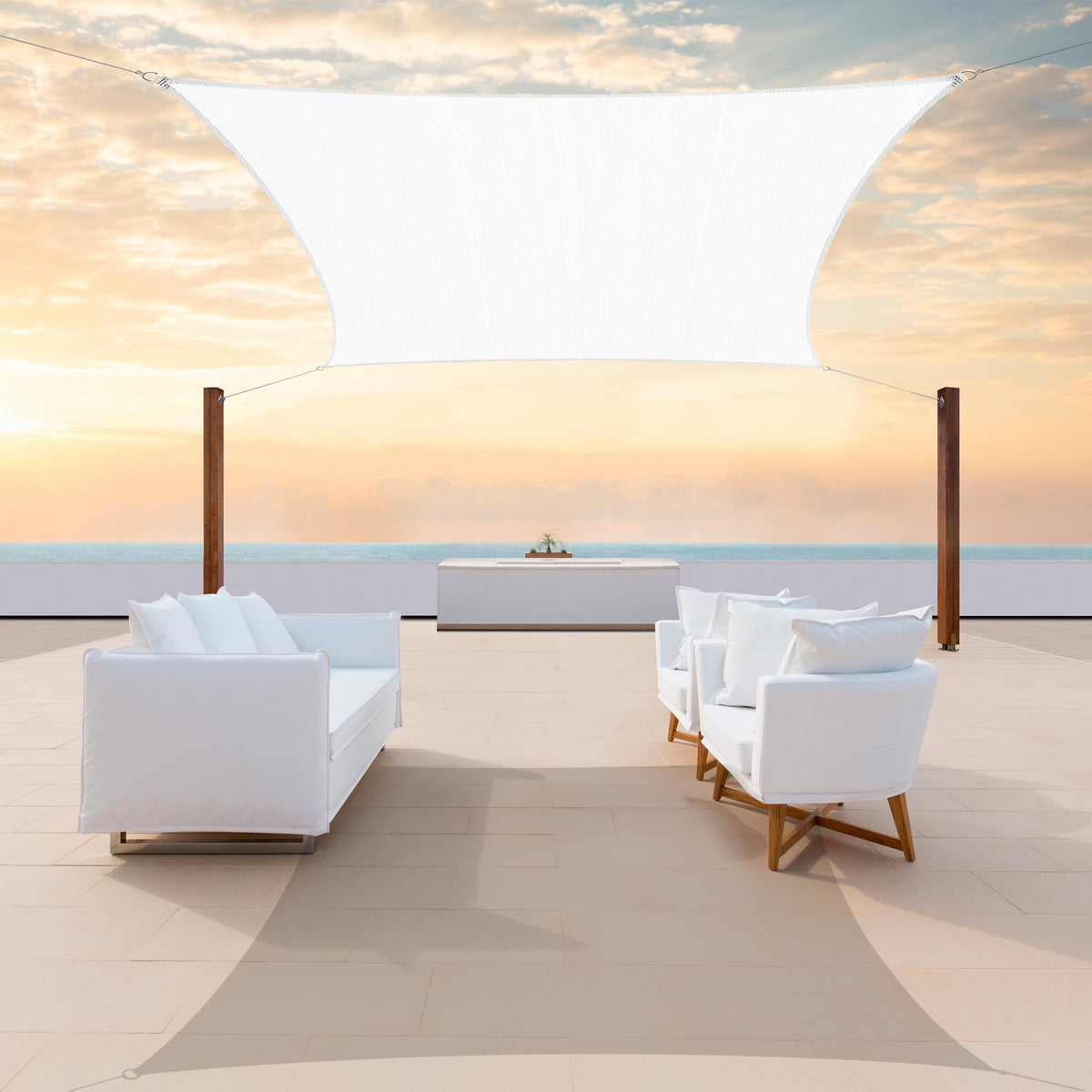12' x 12' White Square Sun Shade Sail Canopy Mesh Fabric W251