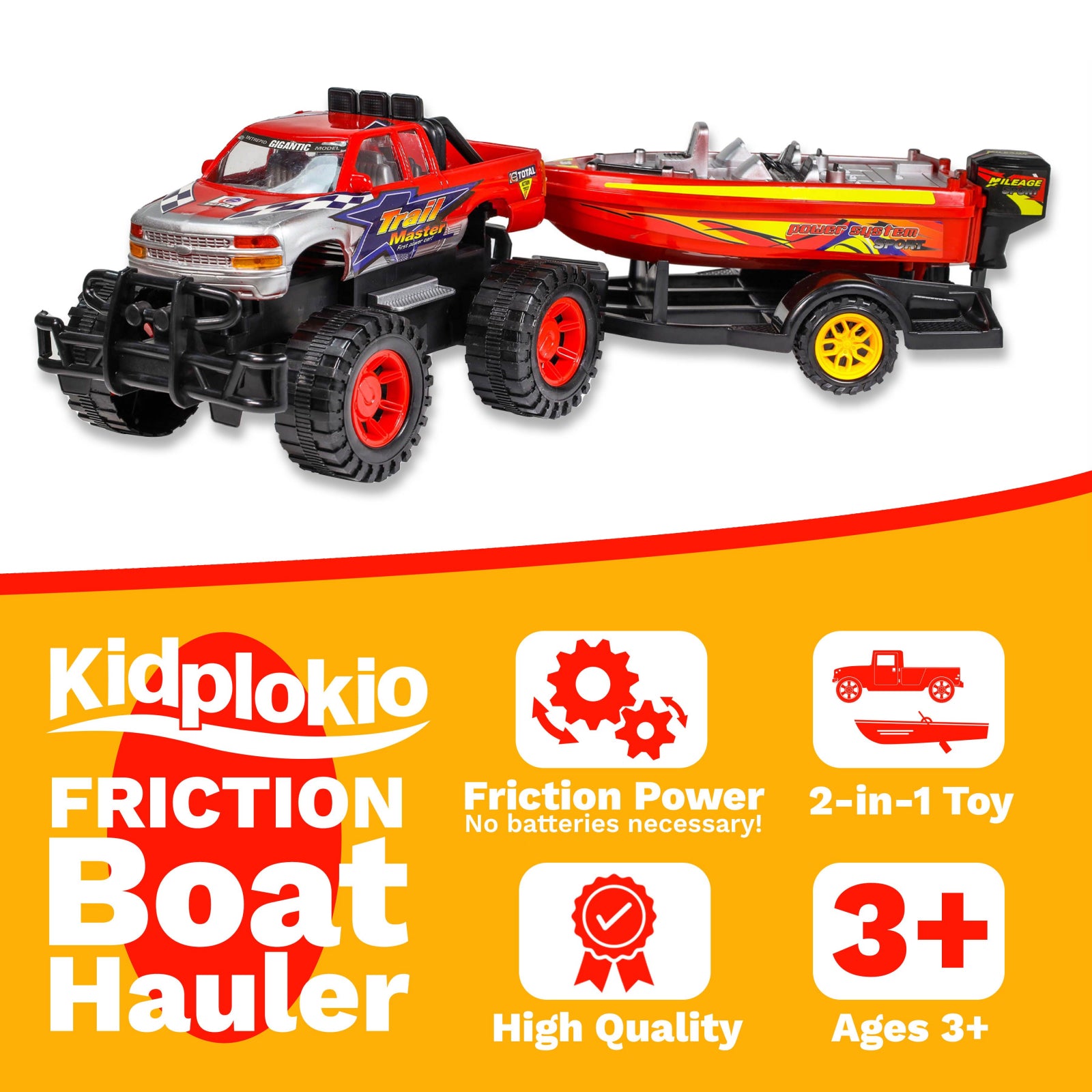 Friction Power Toy Truck with Trailer B6895