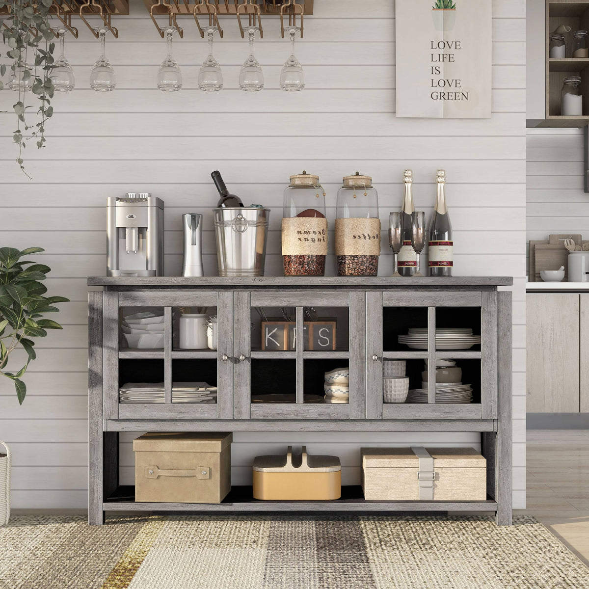 Black Contemporary Buffet Table Q392