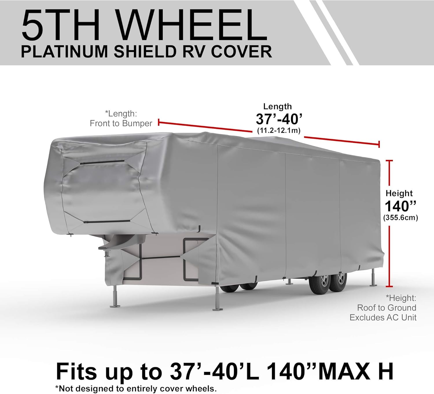 Weatherproof RV Cover for 5th Wheel RV 30' - 32' Long with Fleece Lining W359591
