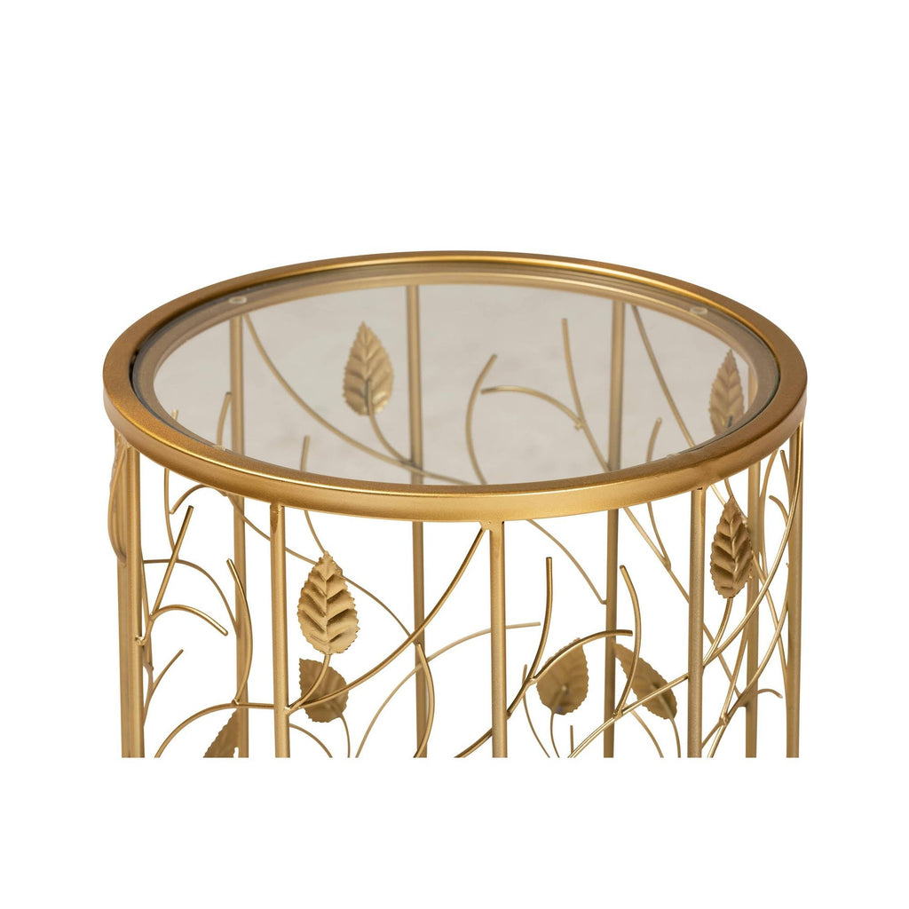 Gold Metal and Glass Leaf Accent End Table P949063